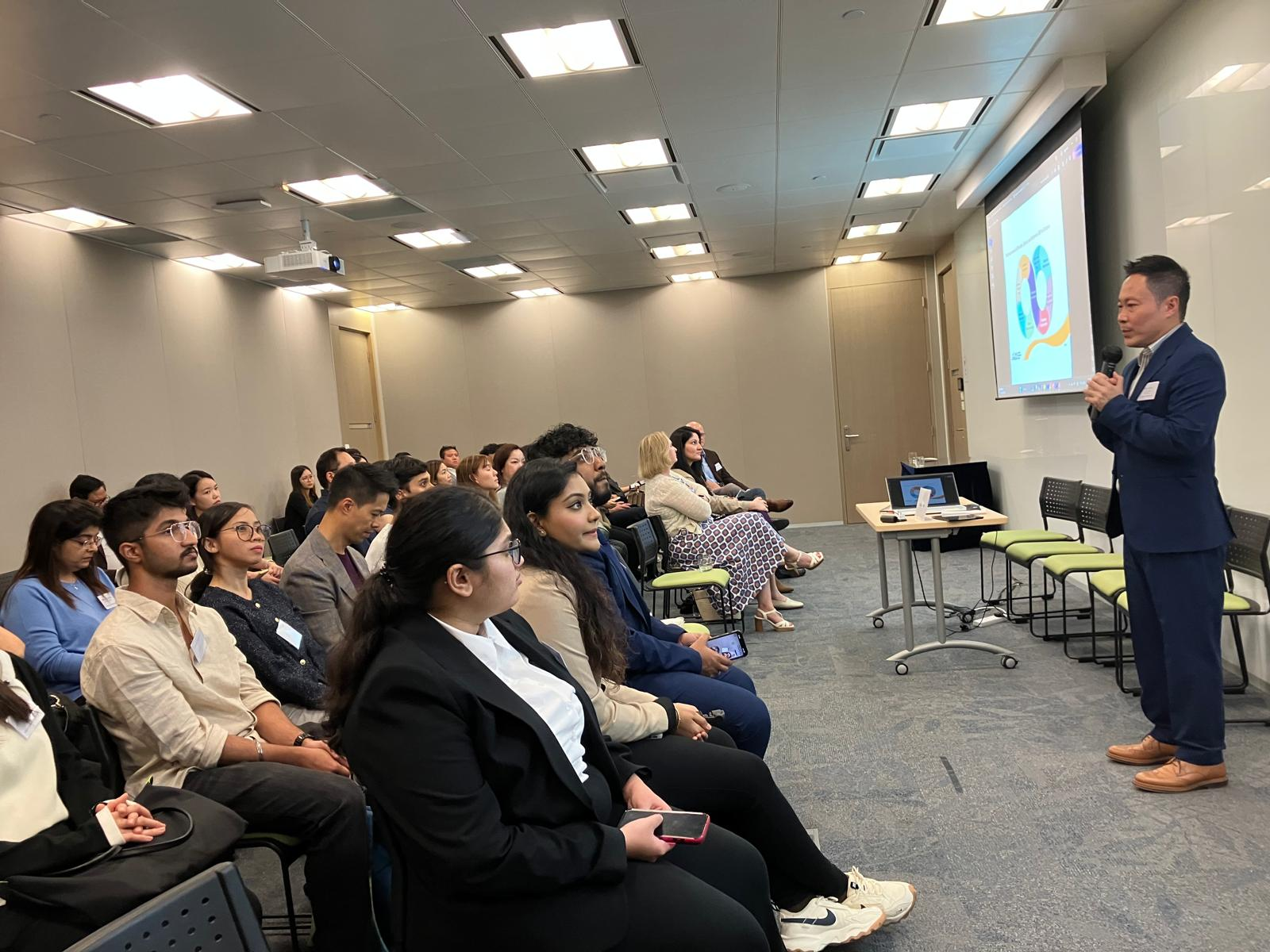 Speaker presenting to HR professionals seated in a meeting room at Talent Acquisition Trend 2024 in Hong Kong